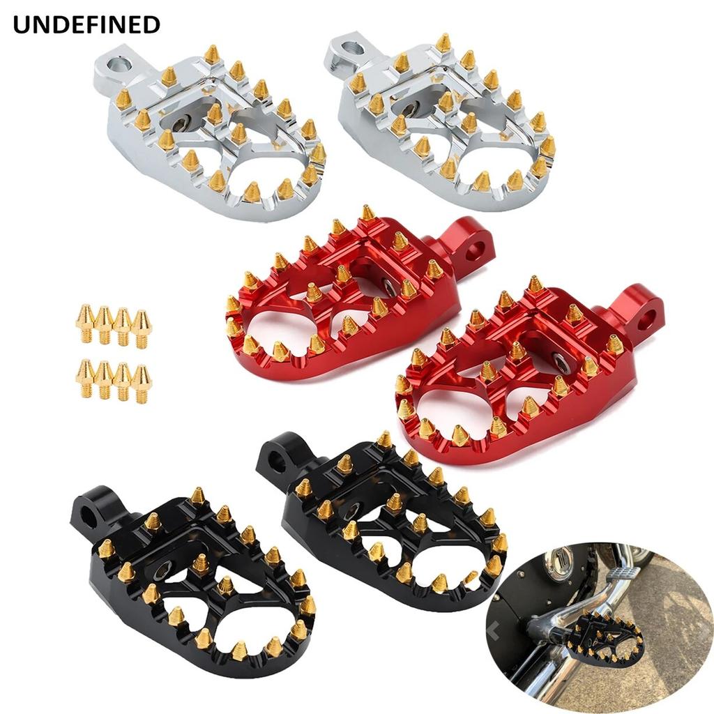MX Foot Pegs Golden Offroad Chopper Wide Fat Footrests CNC Bobber for Harley Dyna Fatboy Wide Glide Sportster Iron 883 StreetBob