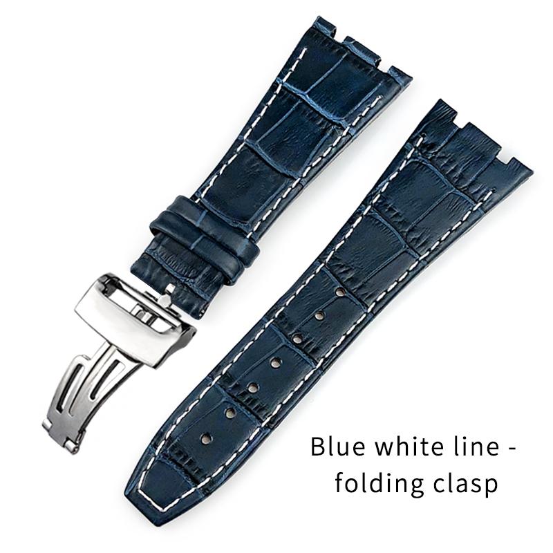 26mm 27mm Calfskin Leather Watch Strap for Audemars Piguet Royal Oak Offshore Ap15400/15500/26331 Watchband Folding Buckle