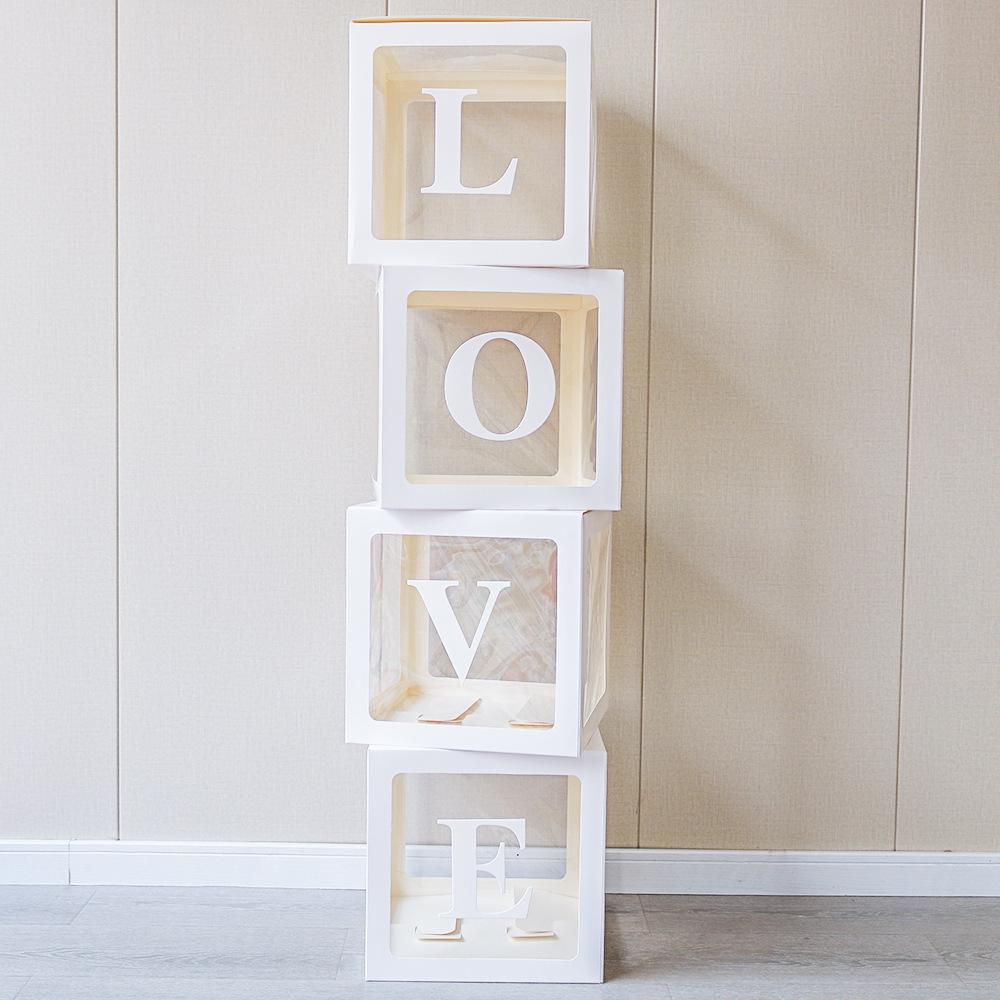 Clear Box Balloon Decoration: 26 Letters LOVE & BABY - Ideal for Birthdays, Graduations, Weddings
