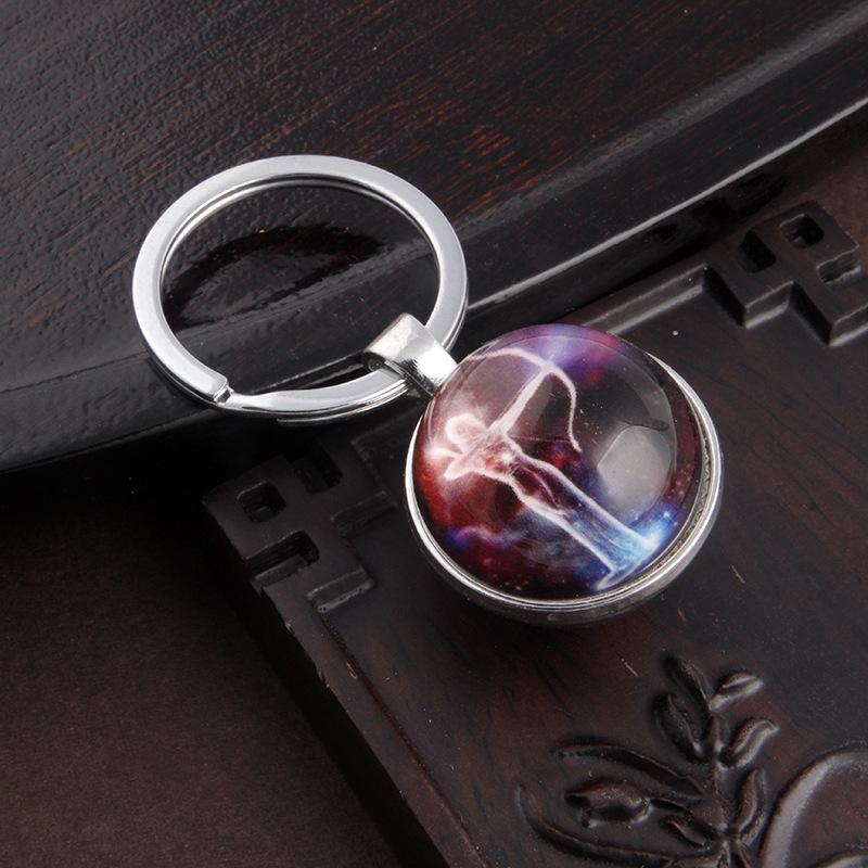 Luminous Scorpio Virgo Crystal Keychain: Double-Sided Glass Pendant Metal Keyring
