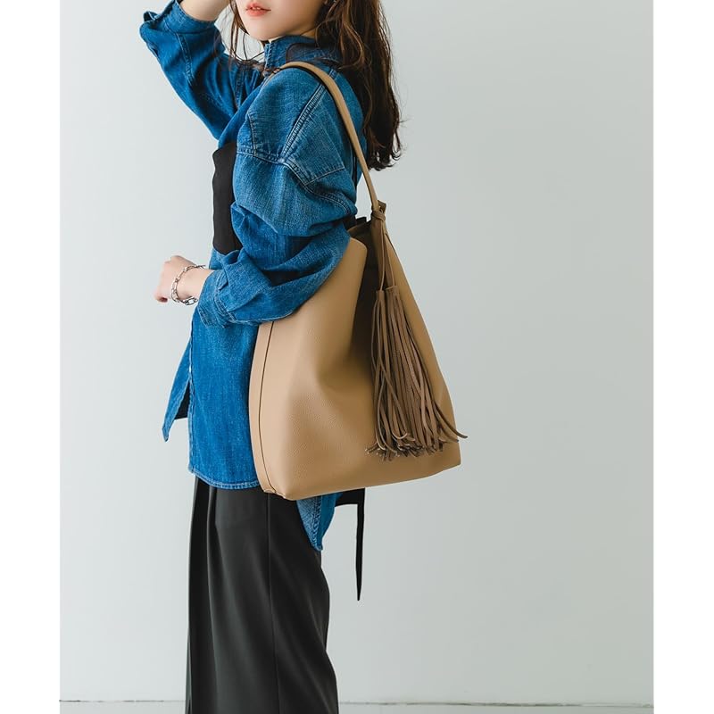 [Rodesco] Bag Tote Bag Simple One Handle Tote with Tassel Ladies XX46-2AW2505 BEIGE One