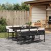 Vidaxl 7-Cz. Garden Furniture Set With Cushions, Black, Poly Rattan