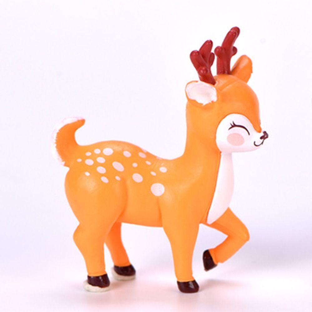 Delicate Cartoon Sika Deer Figurine Waterproof Animal Statue  Home Decoration