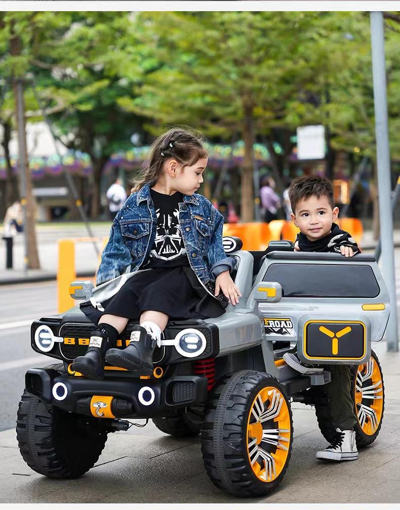 Children’s 4-Wheel Electric Car: Two-Seater Off-Road Toy with Remote Control – Suitable for Kids and Adults.