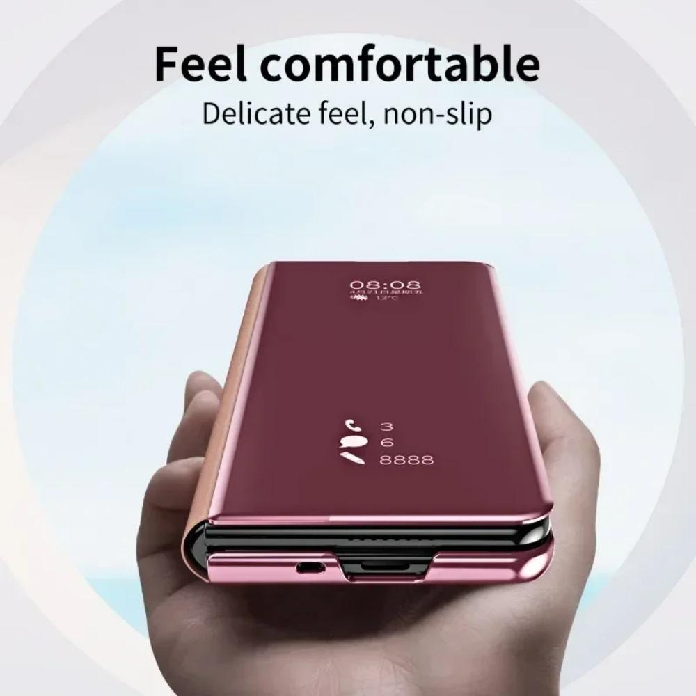 Flip Mirror Case für Samsung Galaxy Z Fold 6 5 4 3 2 Schutzhülle Smart View Kickstand Stoßfester Halter Business Vollschutzhülle
