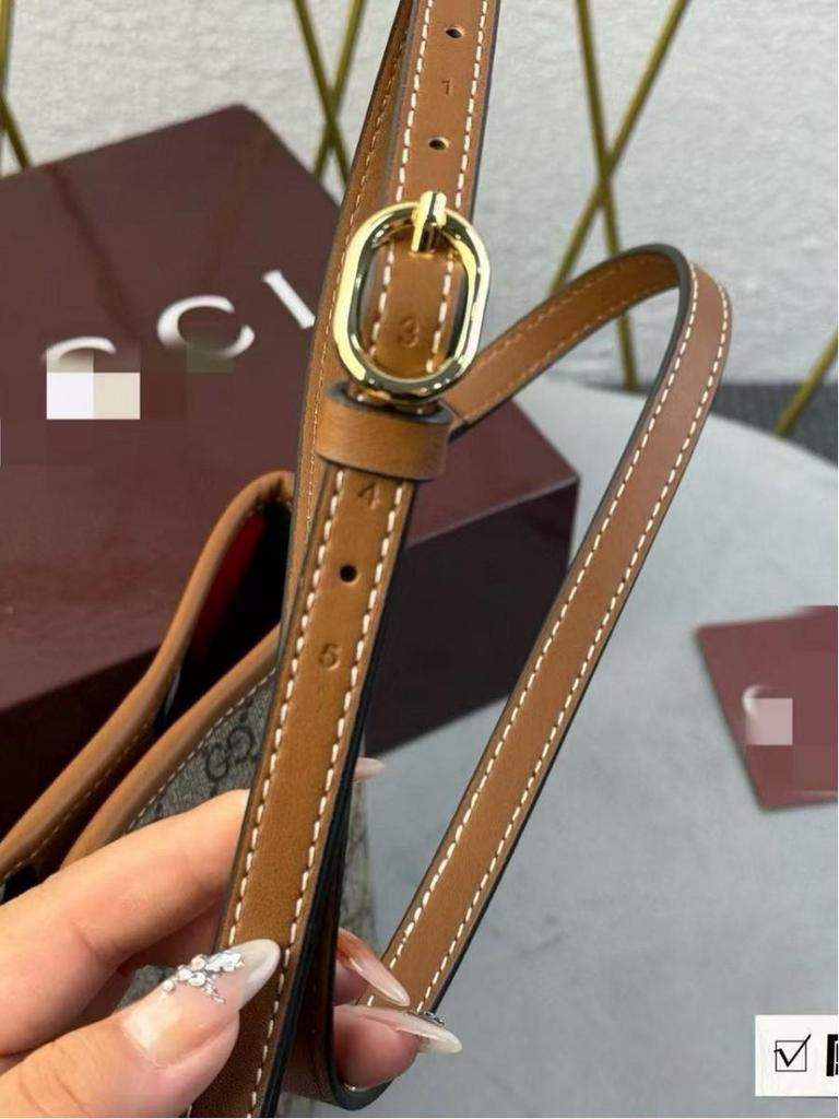 2025 Spring Vintage Monogram Crossbody Medium Bucket Bag - Double GG Series (No Charm)