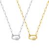 Pave Zircon Pin Pendant Neckalce for Women, Adjustable Stainless Steel Paperclip Chain Wholesale Jewelry