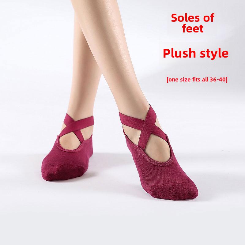 Women's Anti-Slip Cotton Yoga Socks for Autumn & Winter - Instep-Exposed Pilates & Dance Fitness Socks