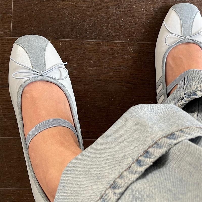 Fashion IPPEUM Women Ballet Flats Round Toe Bow 2025 New Purple Mary Janes Shoes