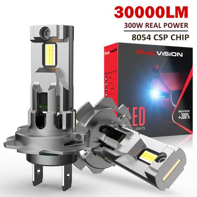2Pcs 300W Turbo H7 LED CANBUS Lights 30000Lm Mini Head Lamp 8054 CSP Wireless Car LED Headlight Bulbs with Fan 6000K White 12V