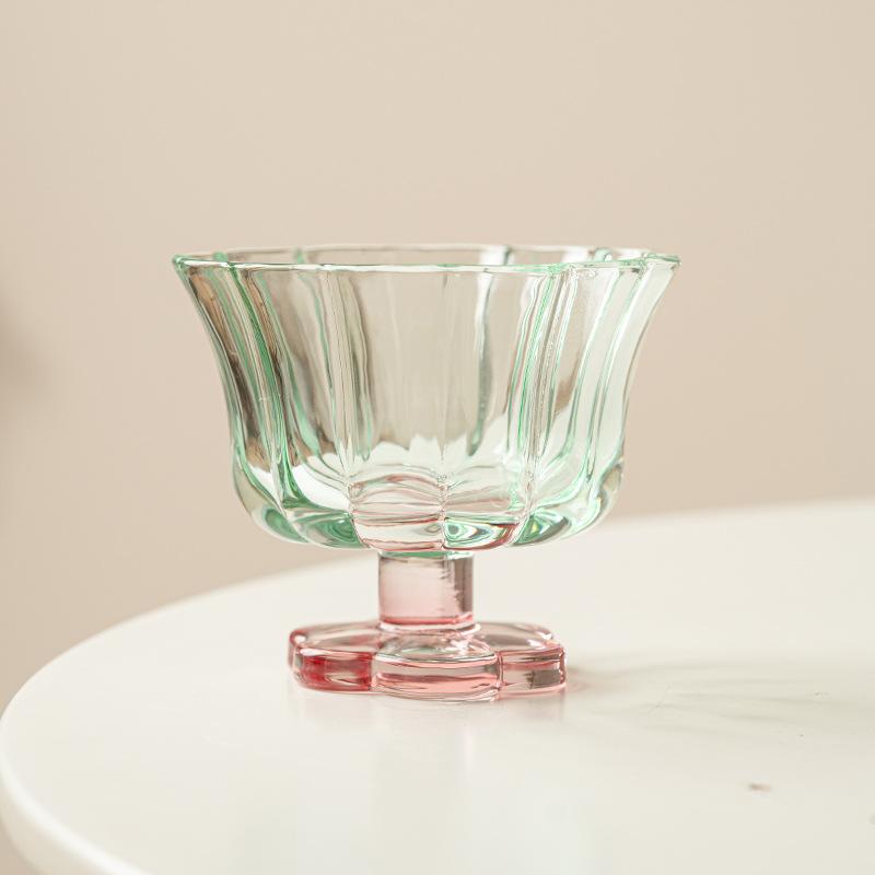 Chinese Petal Dessert Cup Oatmeal Milk Glass Juice Cups Coffee Mugs Drinking Whisky Cocktail Glasses Drinkware Barware Tableware