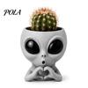 Desktop Plant Pot Funny Alien Face Planter, 3D Printed Novelty Pot, Cute Gray Cactus Head Planter for Succulents Cacti Home Table Shelf Decoration