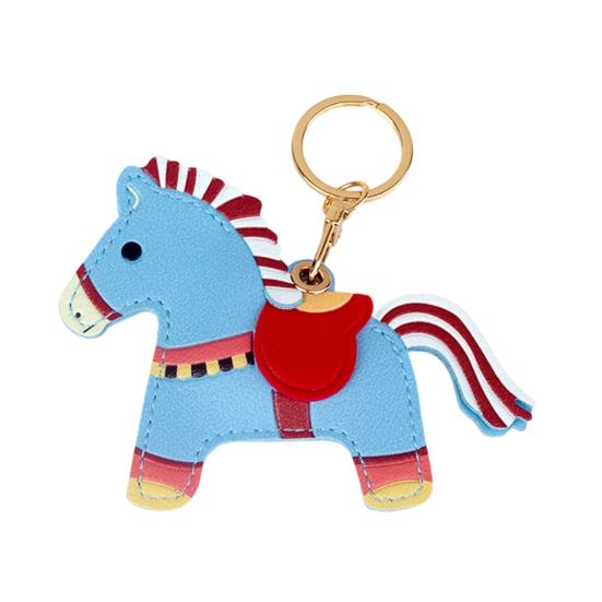 

Keychain Pendant Cartoon Horse Shape Leather Access Control Key Holder Imitation Card Holder Bag Charm Decorative синий
