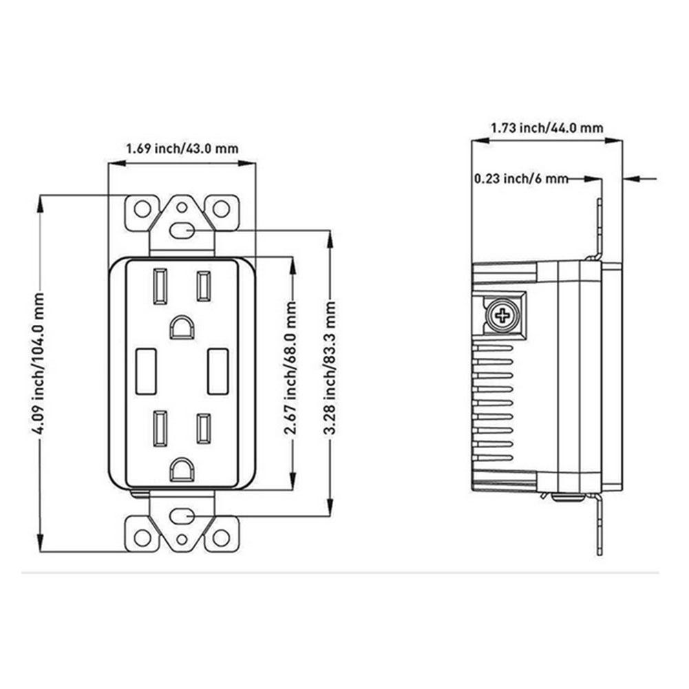 Double USB High Speed Safety Charger Duplex Receptacle Tamper Resistant Wall Socket Plate