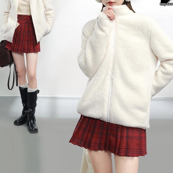 Women's Fleece-Lined Double-Sided Coat - Thickened, Purple, Autumn/Winter 2024