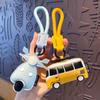 Unique Cartoon Airplane Keychain PU Leather Bag Pendant Exquisite Bus Shape Keychain  Daily Use