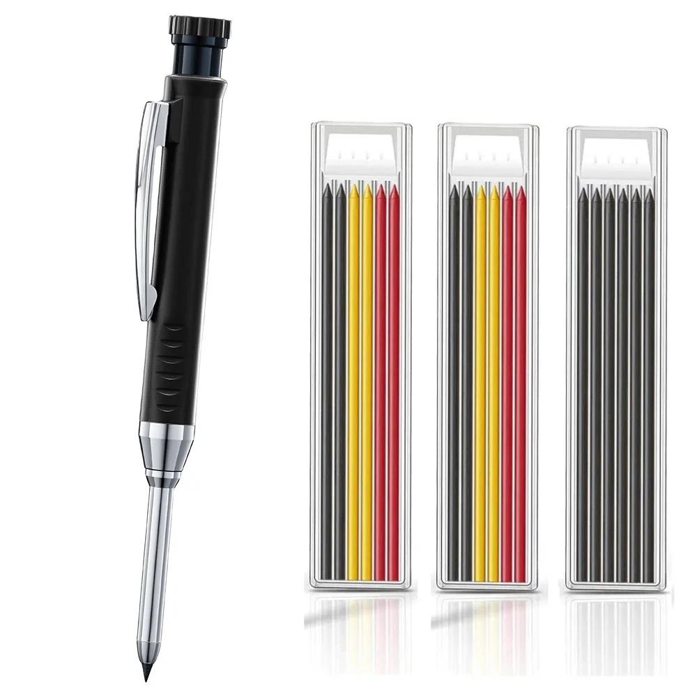 2.8mm Solid Carpenter Pencil Mechanical Pencil with Built-in Sharpener Carpentry Long Head Carpenter Pencil Stationery Supply