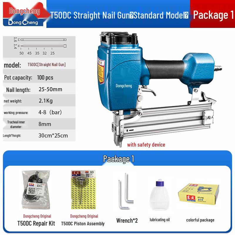 Dongcheng Pneumatic Nail Gun - F30 Woodworking Mosquito, Steel, and T50 Strip Nailer Stapler