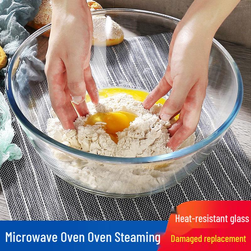 Large Heat-Resistant Glass Bowl for Fruit, Salad, Noodles, Soup, and Dough