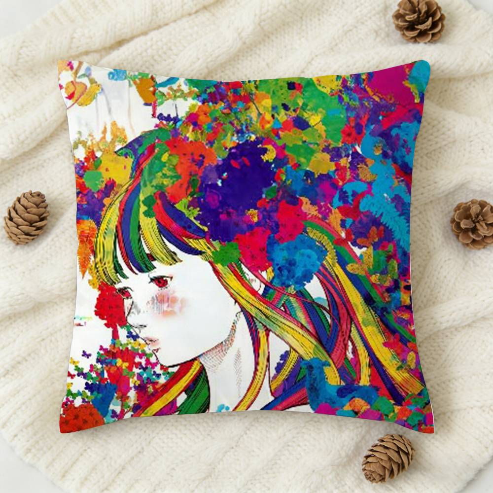 Comics Goodnight Punpun Doublesided Printed Square Decorative Cushion Cover for Sofa Living Room Home Decor