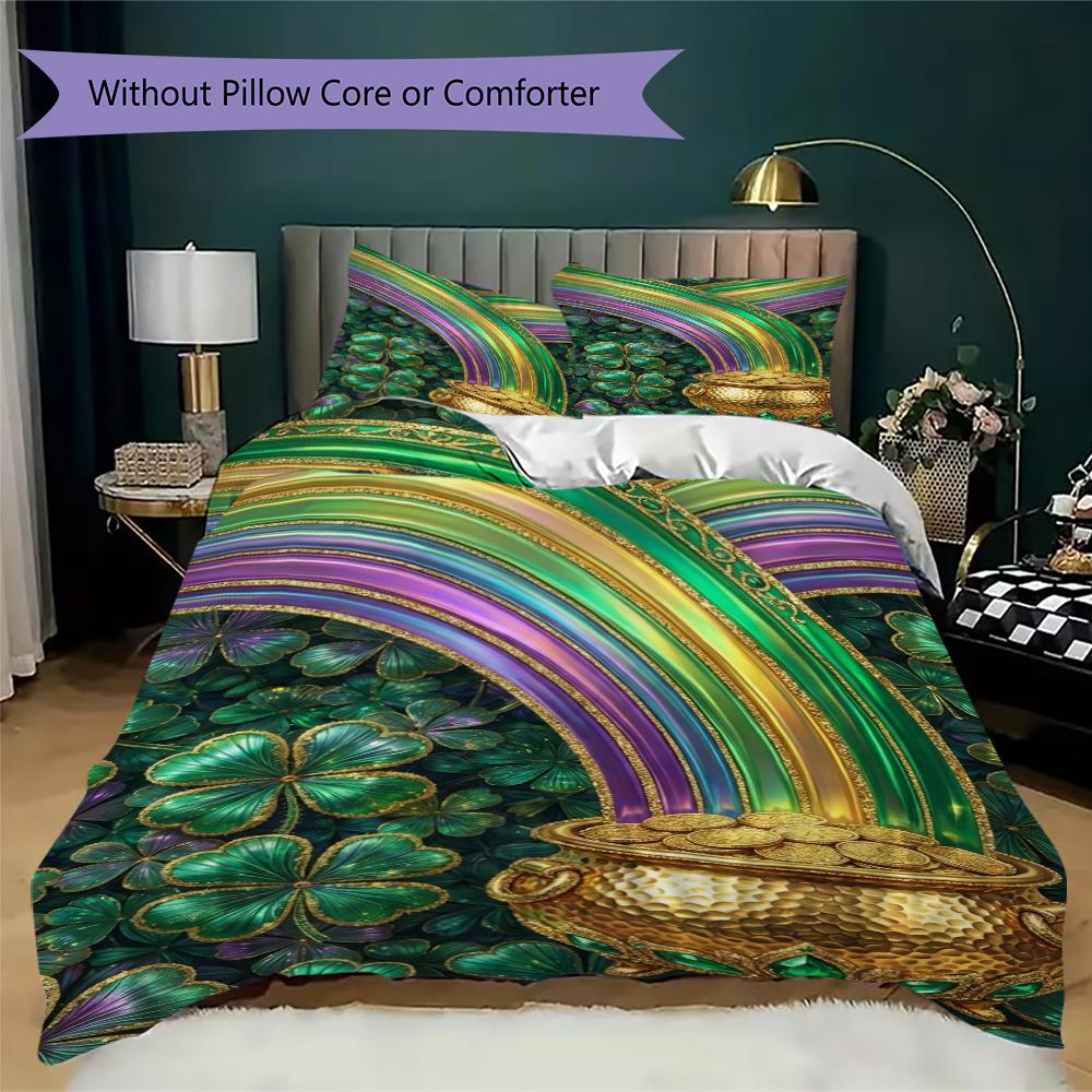 Coins&Rainbows Pattern Bedding Uilt Set Uilt Cover Pillowcase Home Decoration Birthday Gift (1 * Duvet Cover + 2 * Pillowcase  Without Core)116