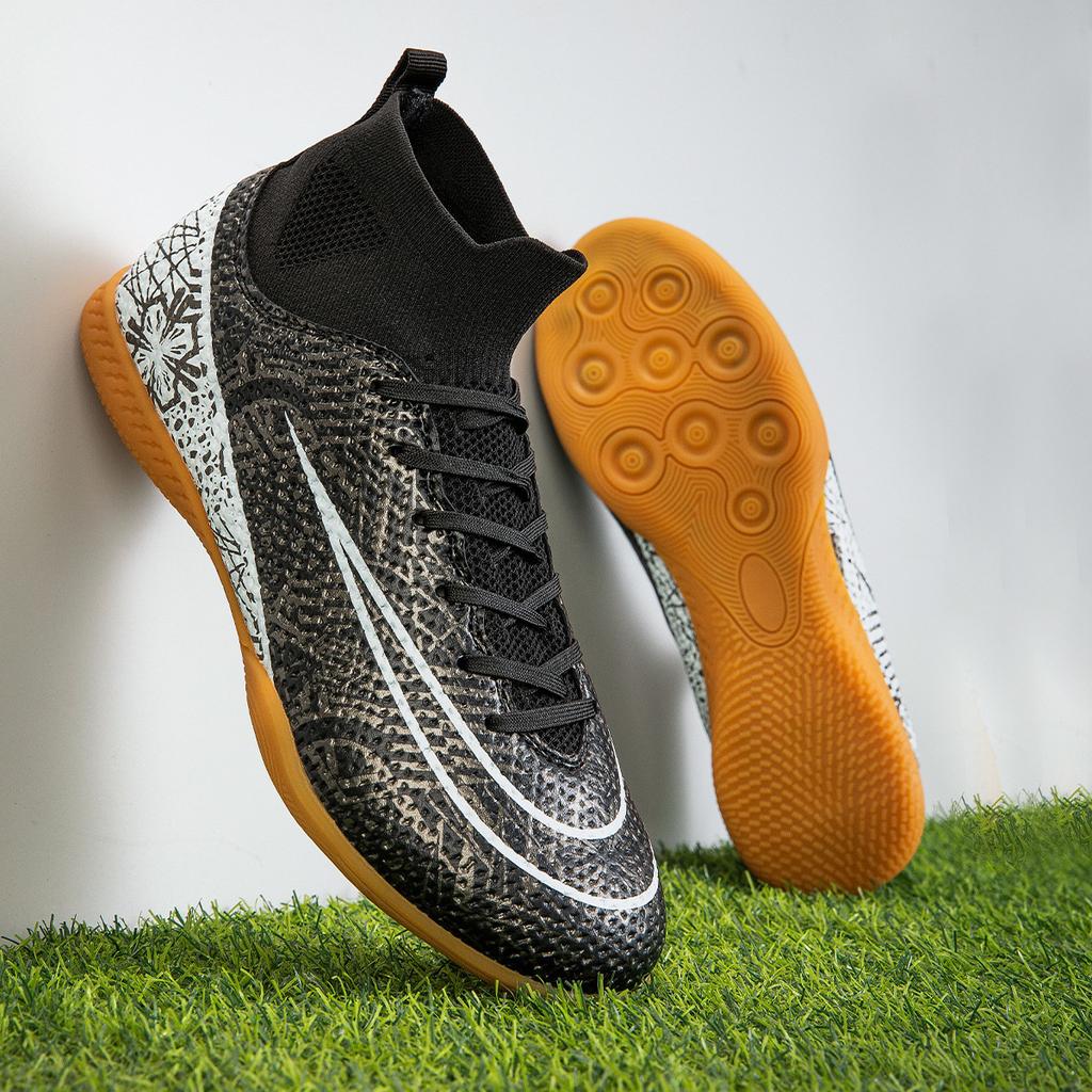 Special High-Top Football Shoes Tf Broken Nails Artificial Turf Fg Nails Leather Feet Male And Female Teenagers Training Shoes