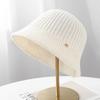 Fashion versatile knitted bucket hat women's autumn and winter casual simple washbasin hat plain bucket hat