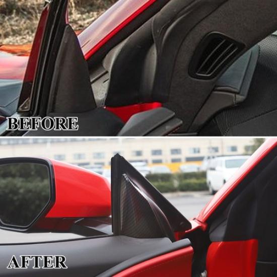 Carbon Fiber Style Door Triangle A Pillar Cover Trim for Chevrolet Corvette C8
