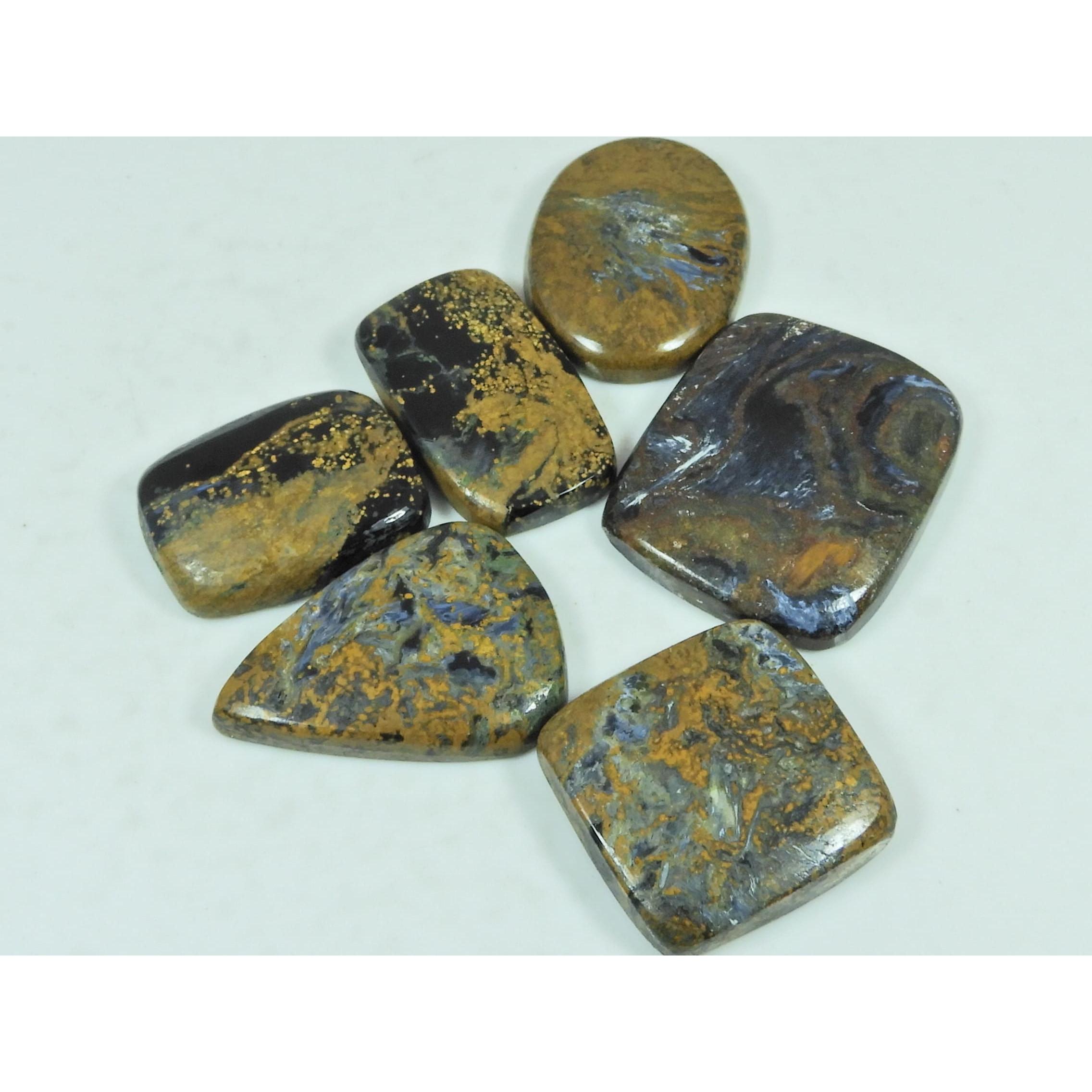 175Cts. Natural Pietersite Mix Shape Cabochon Loose Gemstone 06Pcs Lot C-2898