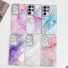 Suitable for Samsung S25ultra Mobile Phone Case Marble S23 Electroplated Fine Hole Full Package Anti Fall A56 Ring Support