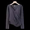 2025 Women's V-neck Long-sleeve Slim-fit T-shirt - Stylish Spring/Autumn Design
