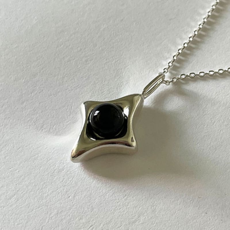 eveningbell [silver925] Star tinsel necklace (Onyx/2color)