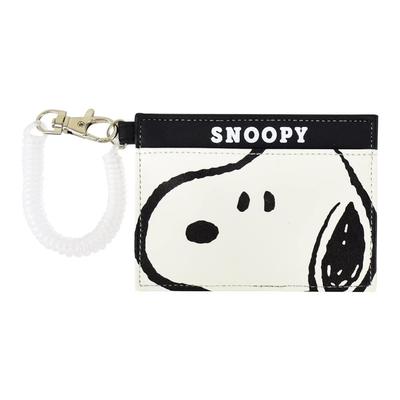 Snoopy Pass Case, 2-Card Holder, Synthetic Leather and PU Leather, Mini, Small, with Coil Chain, Simple, Face-Up SN (SPZ-2973) Snoopy0096