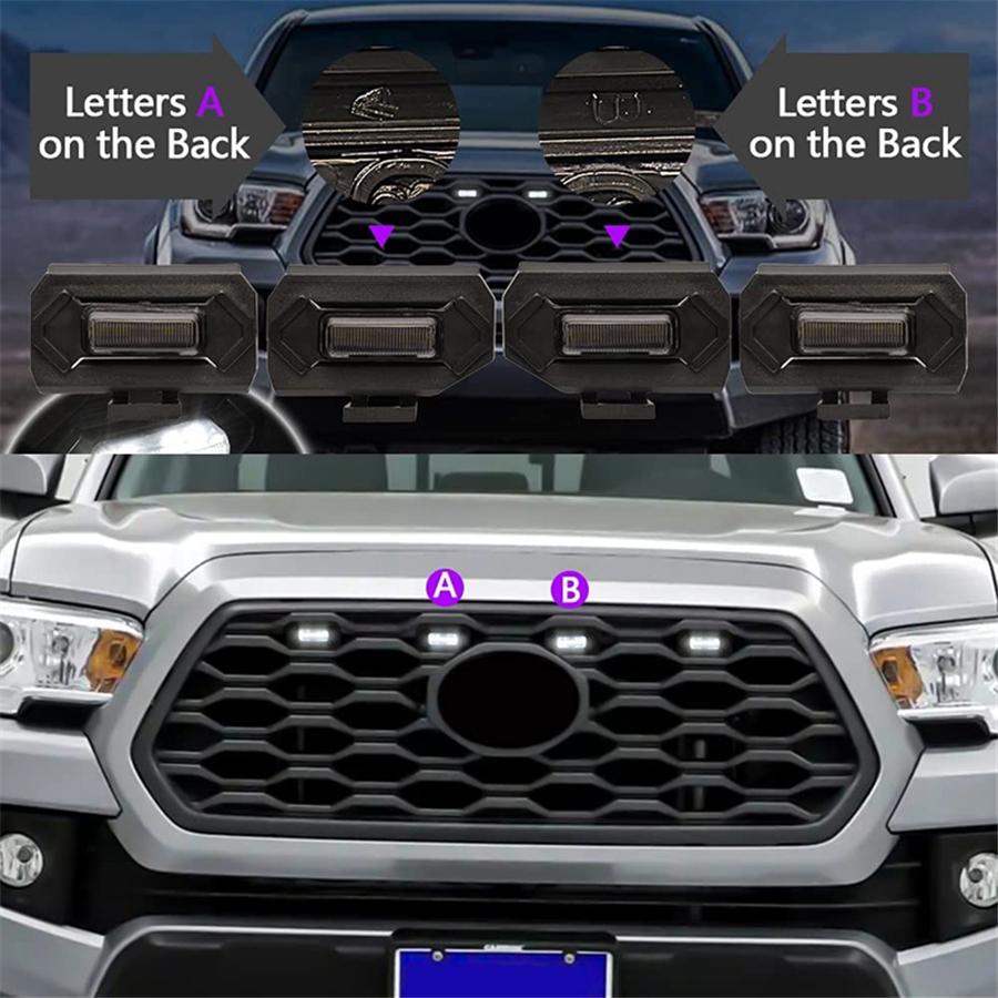 4x 12V Car Smoke Lens LED Grille Light Kit White Lamp For Toyota Tacoma 2020-21