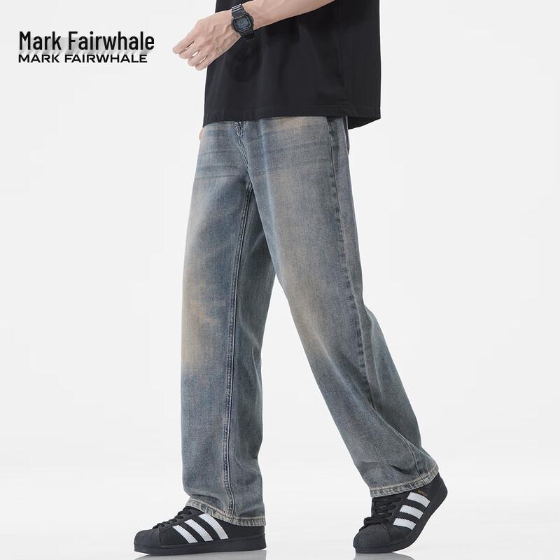 Mark Fairwhale Men's American Retro Loose Straight Leg Distressed Jeans
