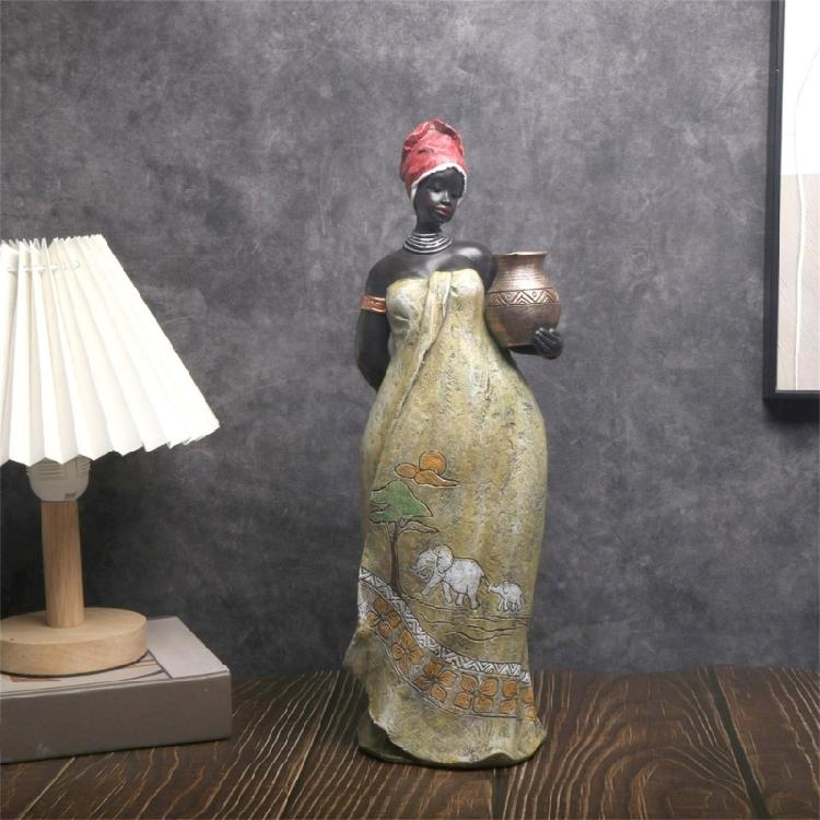 African Statue and Sculptures for Home Decorations African Lady Figurines Collectible Art Crafts Tabletop Centerpieces