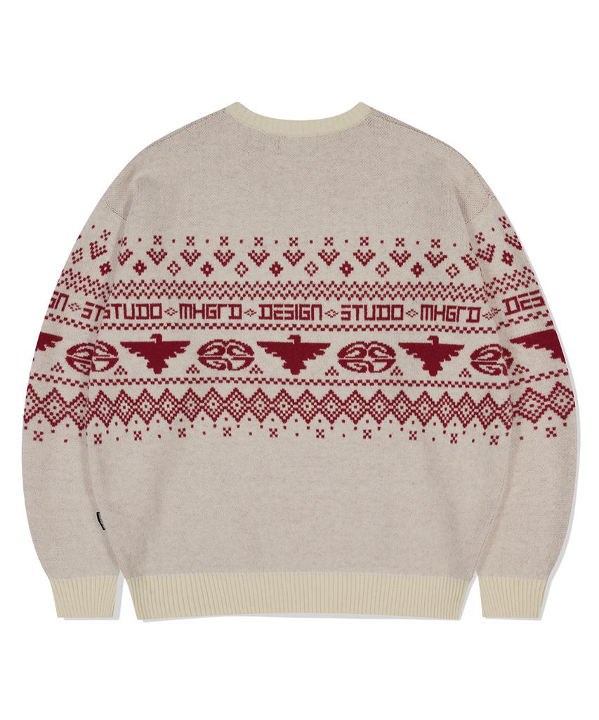 MAHAGRID Eagle Eclipse Knit Sweater Ivory(Mg2Efmk602A)