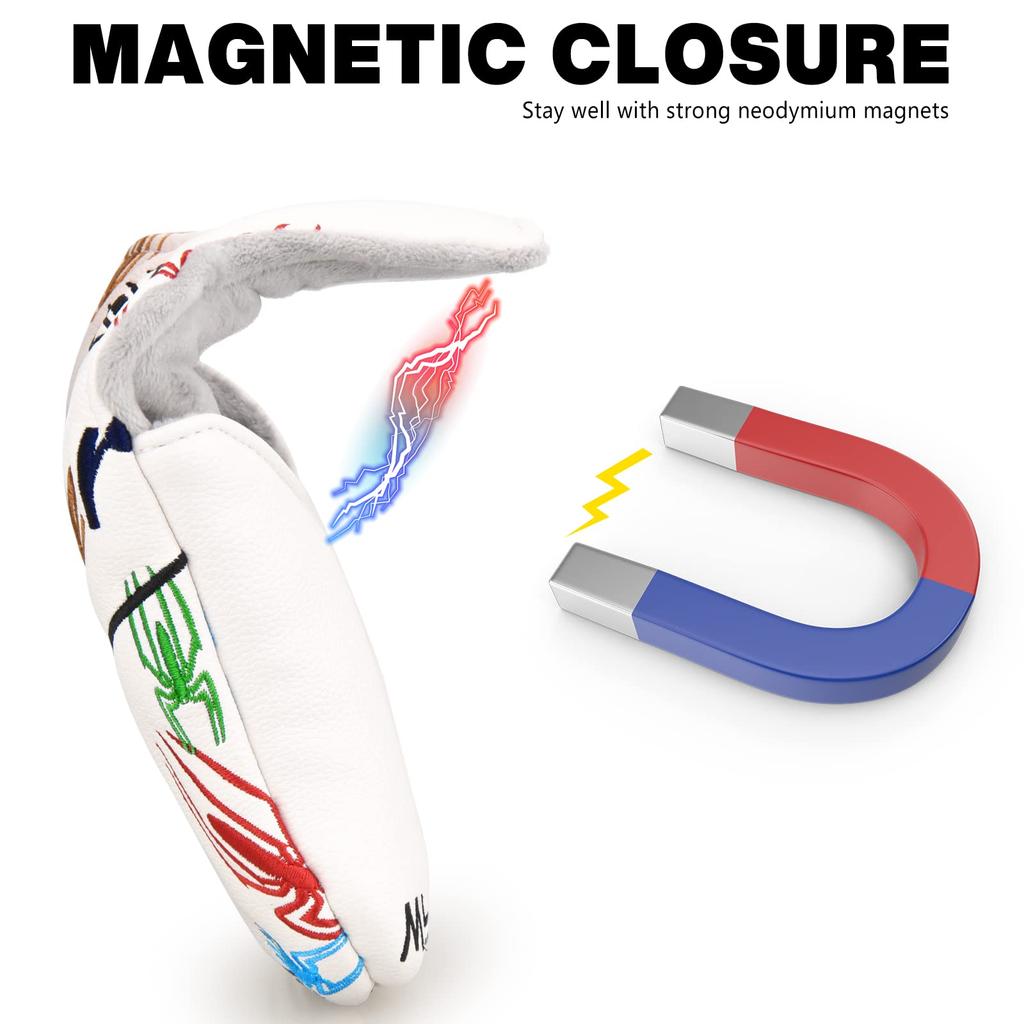 Mytag Golf Mallet Putter Headcover Spider Putter Cover with Magnet Heel Shaft Putter Headcover for Taylormade 2022 Spider GT Putter White