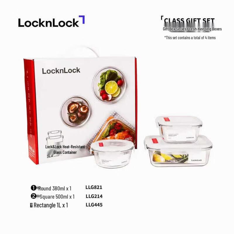 Lock & Lock Heat-Resistant Glass Food Storage Container Set