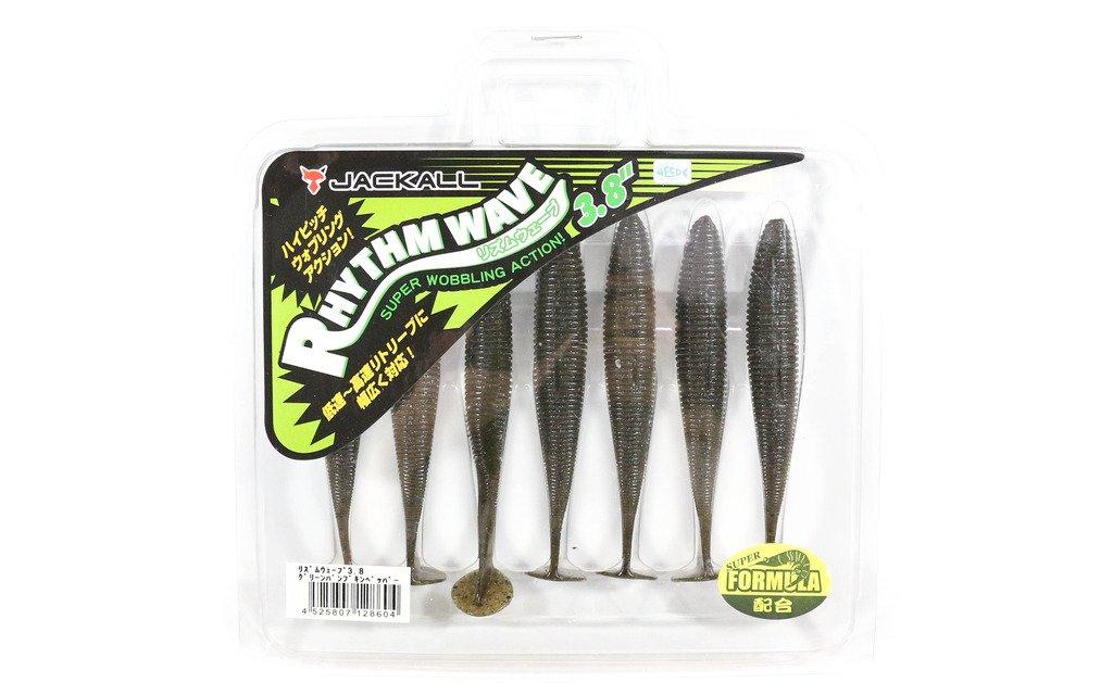 JACKALL Rhythm Wave inch Green Pumpkin Pepper Worm 3.8