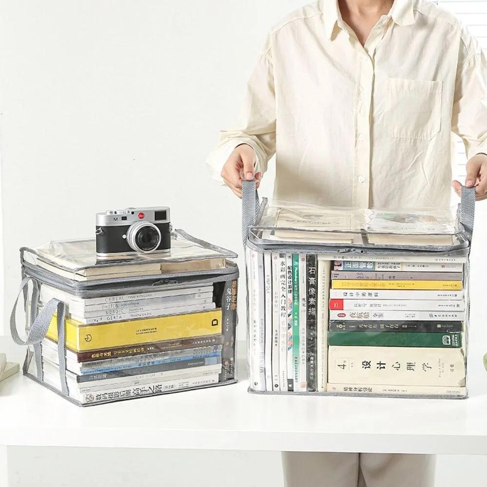 Comic Book Storage Bag Transparent Collection Container Stackable Case with Zipper Handle Dust Proof Organizer Collapsible Pouch