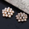 Engood 100Pcs Alloy Pearl Flower Rhinest0ne Button Sewing Trim & Embellishments Craft Buckles for DIY Hair Accessories ZJ103