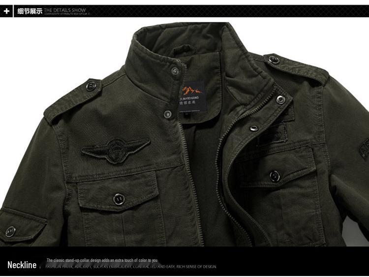 2024 Men's Casual Slim Fit Brown Cotton Work Jacket with Side Pockets & Zipper