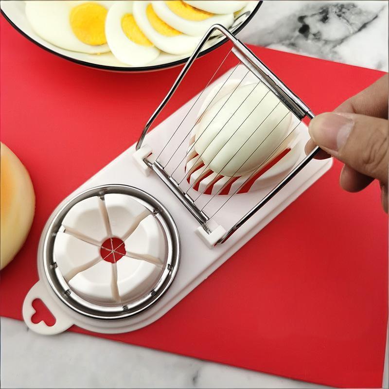 Multi Functional Egg Cutting Artifact Kitchen Household Stainless Steel Cutter Preserved Eggs Divider Two In One Egg Cutter