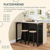 Set da Bar a 3 Pezzi, Tavolo da Bar con Piano Pieghevole, 2 Sgabelli da Bar, 6 Scomparti portaoggetti, Nero+Quercia, 116 x 70 x 89,5 cm