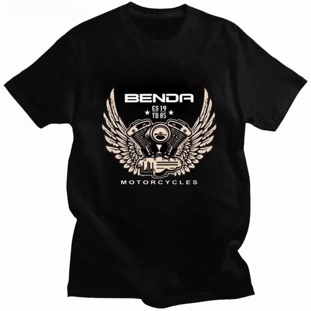 Benda Chinese Motorcycle Brand Printed T-shirt Summer Classic Vintage Motorcyclist T Shirt Men Clothing Summer Gothic
