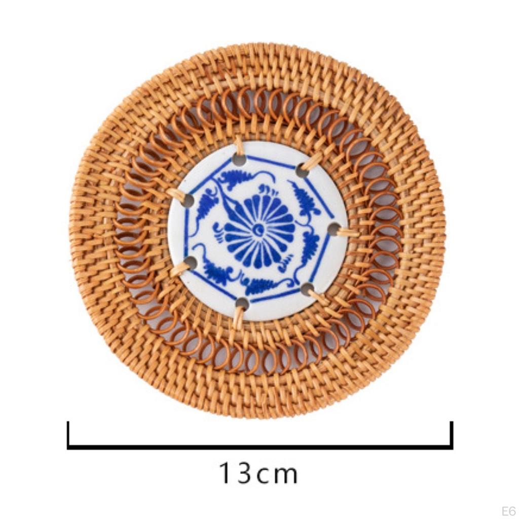 Runder gewebter Platzset Rattan-Platzset, Boho, Bauernhaus, Rutschfeste Webart Tischset für Innen