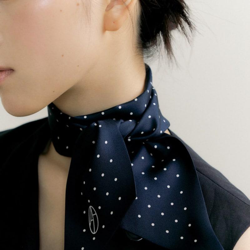 AVVINA PELLE Dot Long Twilly Silk Scarf (4colors)