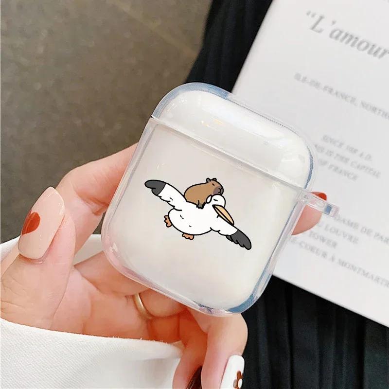 Süßes Cartoon-Capybara-Paar Kopfhörerhülle Für Apple AirPods 4 3 2 1 Klare Schutzhüllen Für AirPods Pro 2 Tierhülle