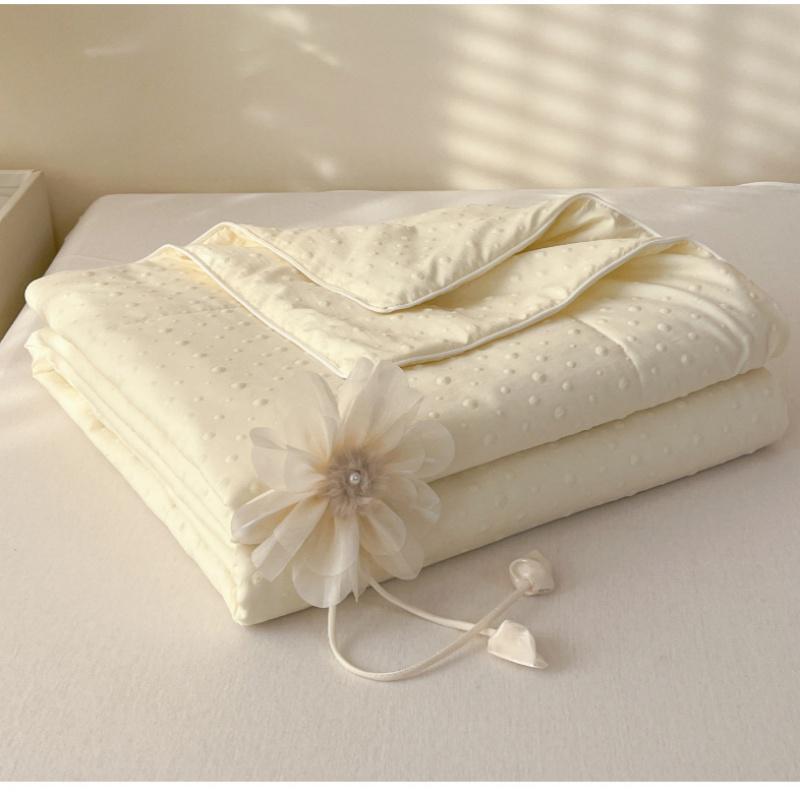Dot Knitted Cotton Summer Quilt,Thin Air Condition Comforter,Flower Decor Blanket For Kids Adults, Home Bedding 180*200Cm